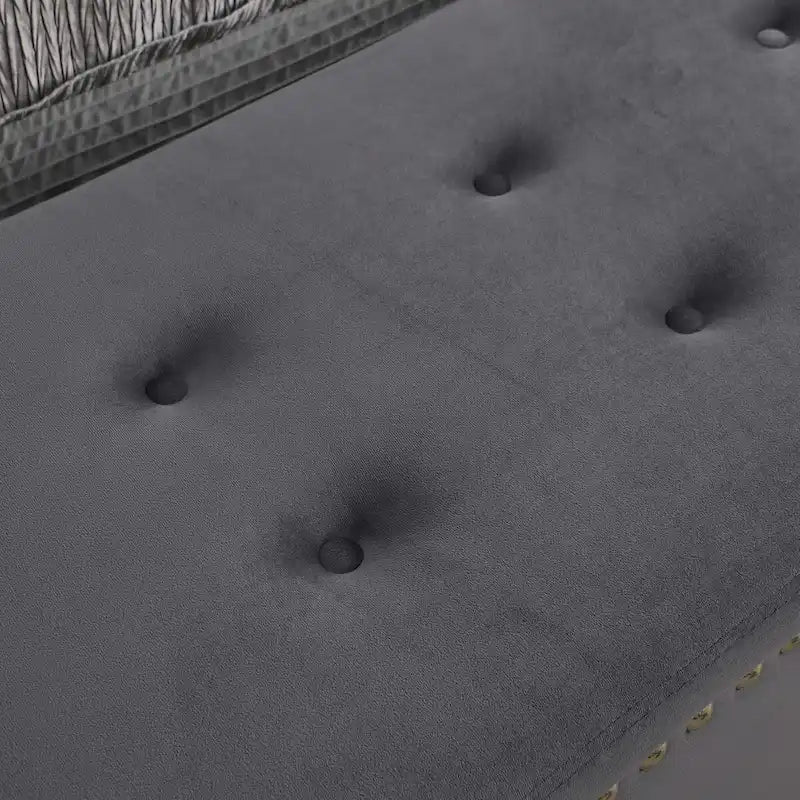 Large Storage Benches Set, Nailhead Trim 2 in 1 Combination Benches, Tufted Velvet Benches with Gold Leg, Support 250lbs